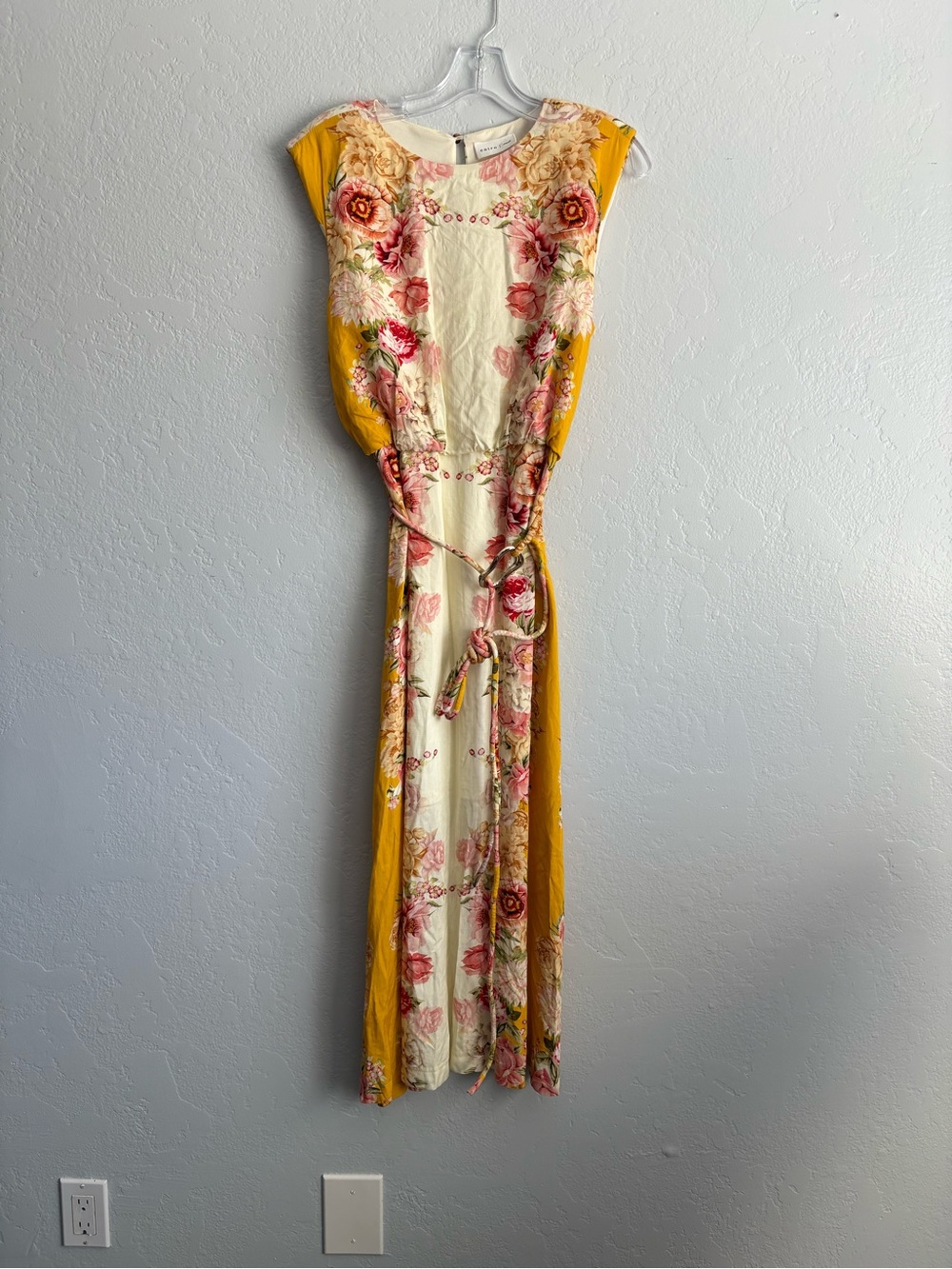 ❤️NEW entro Floral Yellow & Cream Midi Dress with Tie Waist